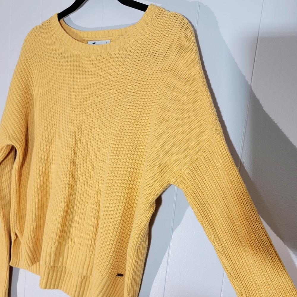 Hollister Cotton Blend Knit Sweater Mustard Yellow Small - Picture 2 of 6